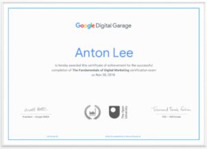 The Fundamentals of Digital Marketing certificate